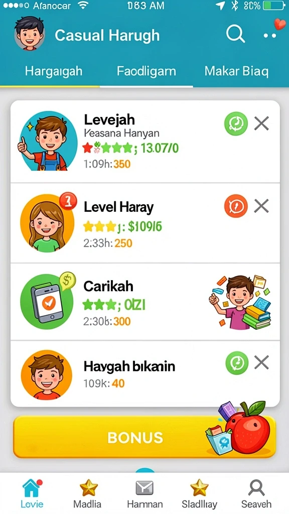 Karakter unik yang dapat Anda pilih untuk permainan.